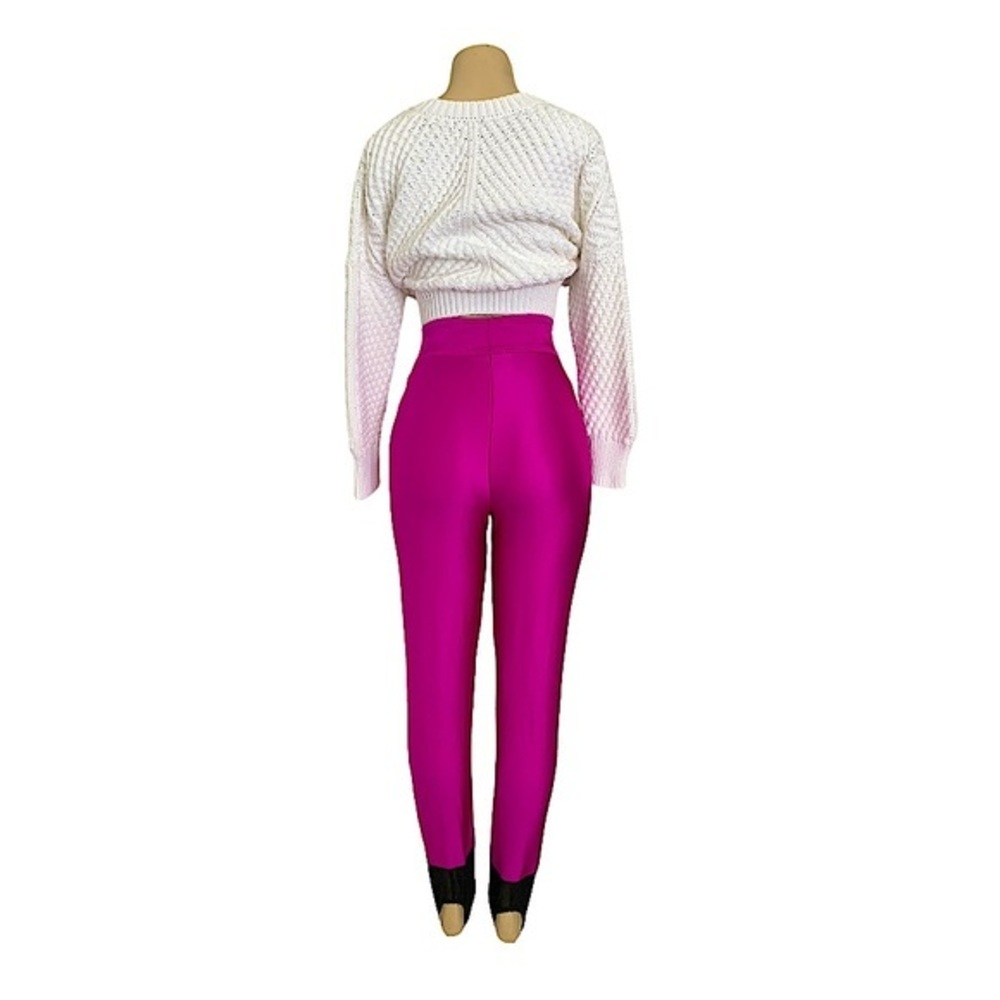 Italian Skitique Vintage Fuchsia Stirrup Ski Pants - Picture 5 of 11